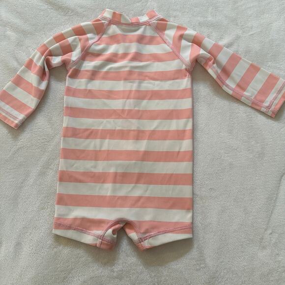 Hanna Andersson Rash Guard sz 6-12 months pink stripe bathing suit - Picture 3 of 6